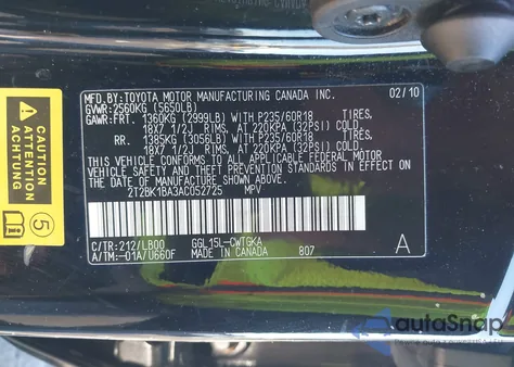 2010 Lexus Rx 350 z USA, uszkodzony, nr VIN 2T2BK1BA3AC052725